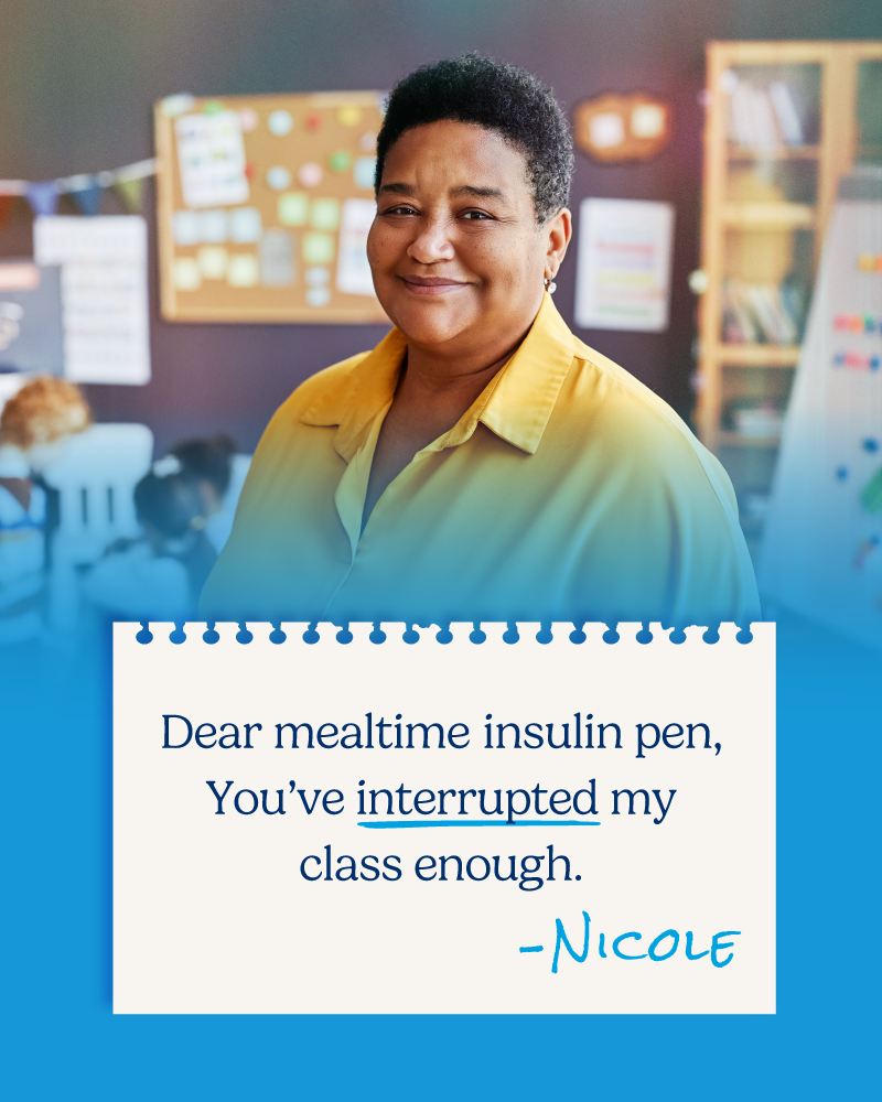 Nicole a CeQur Simplicity patient in her classroom